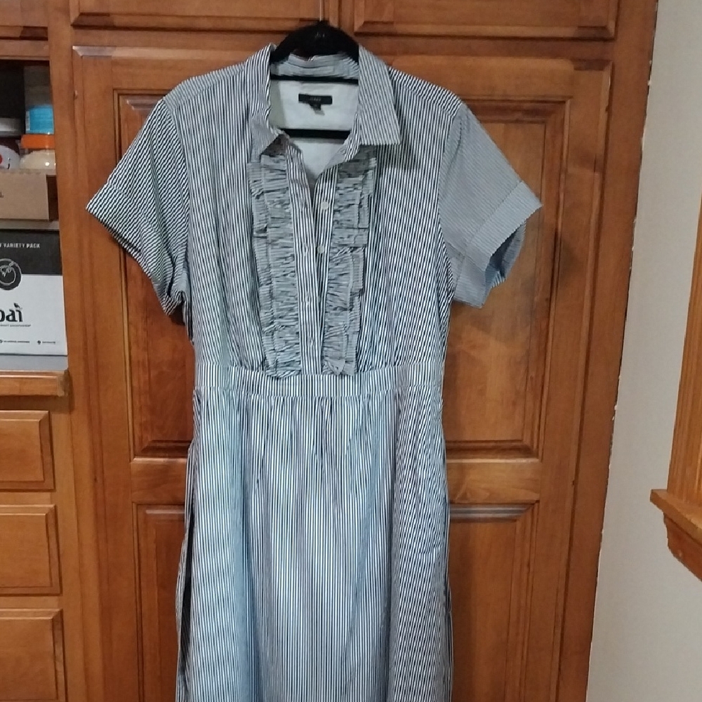 J. Crew Black and White Striped Maxi Dress
